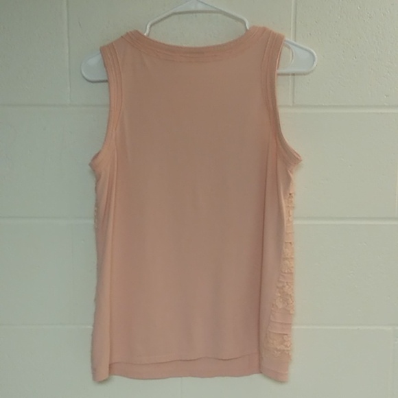 CHICO'S LAYERED LACE RUFFLE SOFT PINK TANK TOP SHELL - Picture 2 of 7